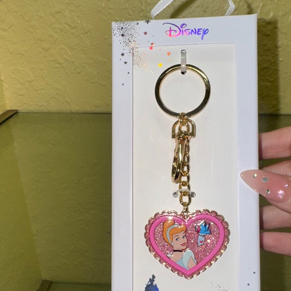 Disney Cinderella Pink Heart Keychain